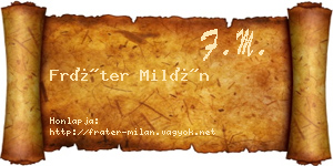 Fráter Milán névjegykártya