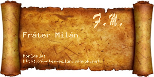 Fráter Milán névjegykártya